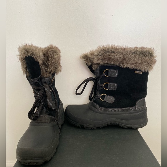 Khombu Black Snow Boots Fur Lined - Picture 1 of 5